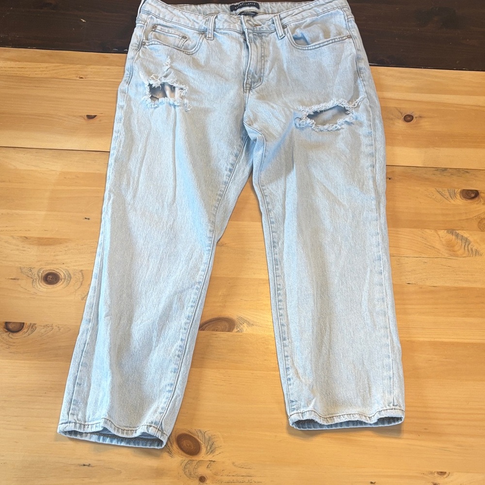 Aeropostale Light Blue Mid Rise Ankle Straight Jeans- Size 14 Regular- Like New